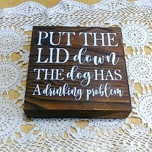 Dog Sign For Bathroom, free standing wood. Lightweight, new